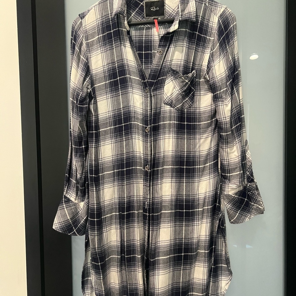 Rails long flannel shirt dress, Navy Plaid! Size XS. Like New!!!